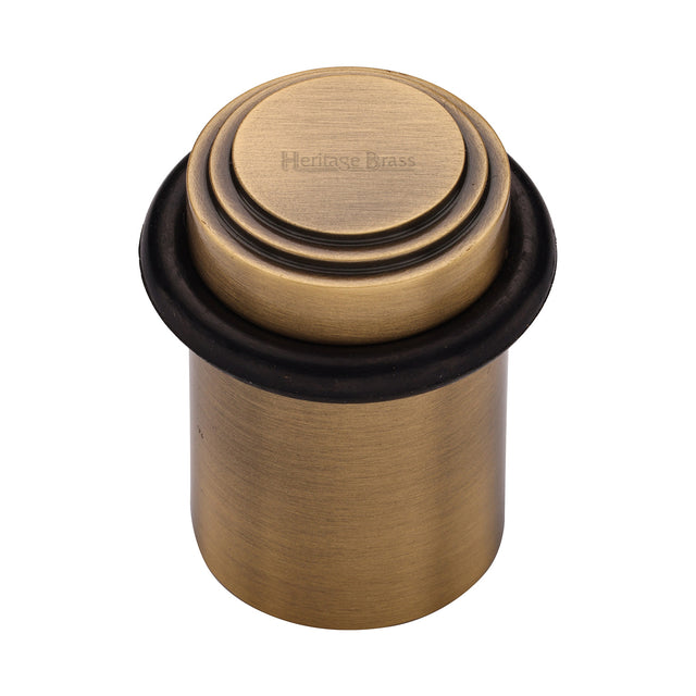 High quality image of the Heritage Brass Round Door Stop Stepped Antique Brass Finish
 | Sku. v1086-at | Discounted prices available from Trade Door Handles