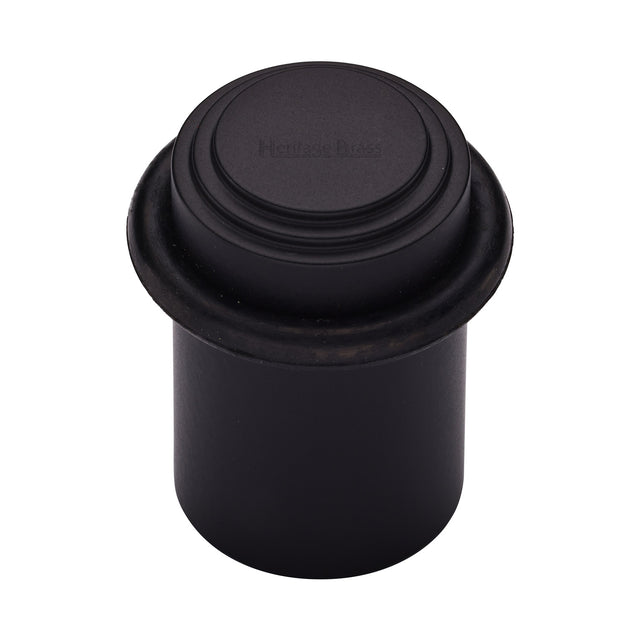 High quality image of the Heritage Brass Round Door Stop Stepped Matt Black Finish
 | Sku. v1086-bkmt | Discounted prices available from Trade Door Handles