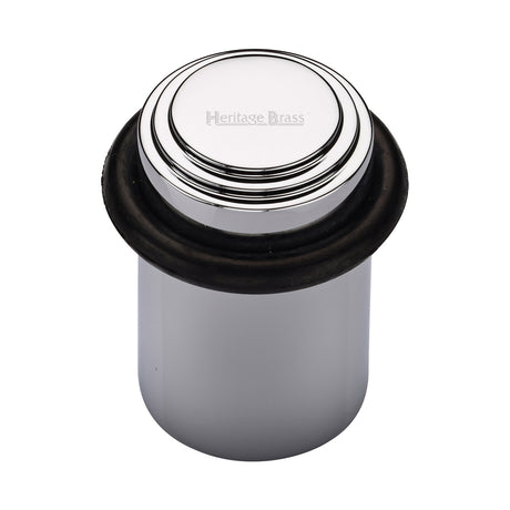 High quality image of the Heritage Brass Round Door Stop Stepped Polished Chrome Finish
 | Sku. v1086-pc | Discounted prices available from Trade Door Handles