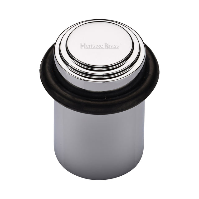 High quality image of the Heritage Brass Round Door Stop Stepped Polished Chrome Finish
 | Sku. v1086-pc | Discounted prices available from Trade Door Handles