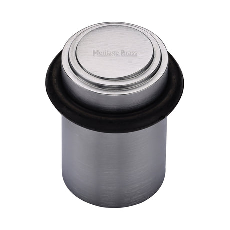 High quality image of the Heritage Brass Round Door Stop Stepped Satin Chrome Finish
 | Sku. v1086-sc | Discounted prices available from Trade Door Handles