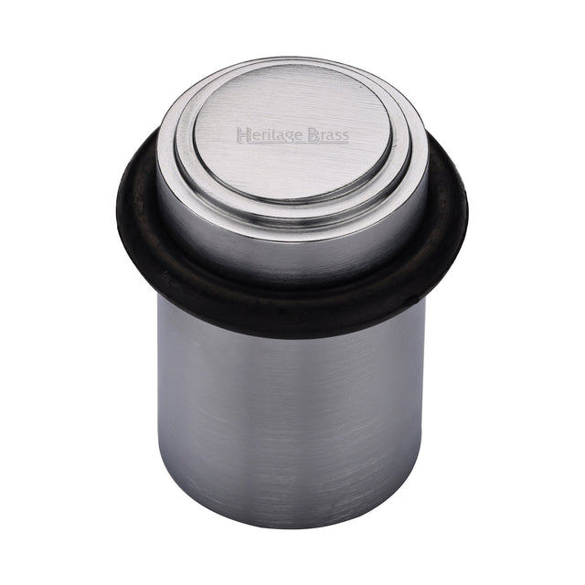 High quality image of the Heritage Brass Round Door Stop Stepped Satin Chrome Finish
 | Sku. v1086-sc | Discounted prices available from Trade Door Handles