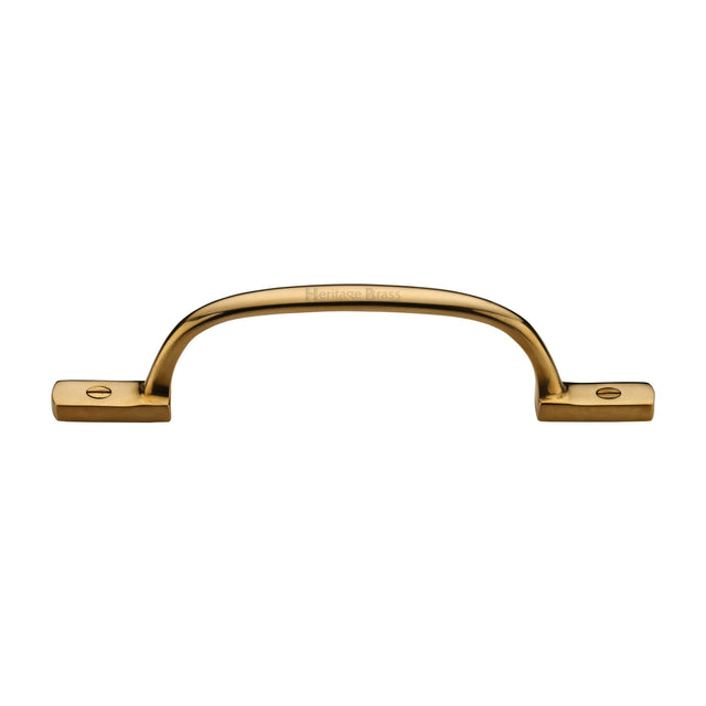 High quality image of Heritage Brass Pull Handle Russell Design 152mm Unlacquered Brass finish | Sku. V4458 128-ULB | available from Trade Door Handles.