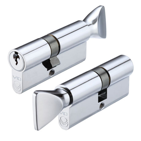 High quality image of the Vier - V10 Euro Cylinder and Turn 32/40mm KTD - Polished Chrome | Sku. v10ep3240ctpce | available to order from Trade Door Handles.