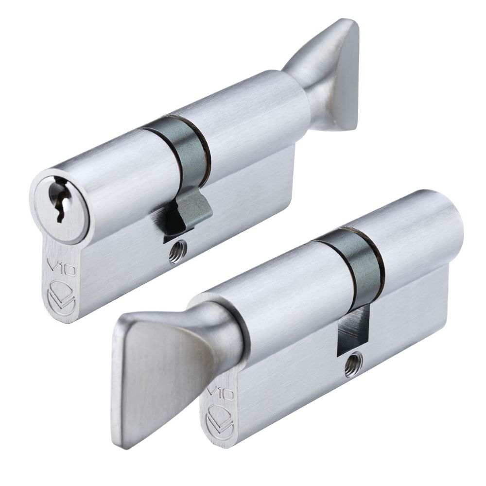 High quality image of the Vier - V10 Euro Cylinder and Turn 32/40mm KTD - Satin Chrome | Sku. v10ep3240ctsce | available to order from Trade Door Handles.