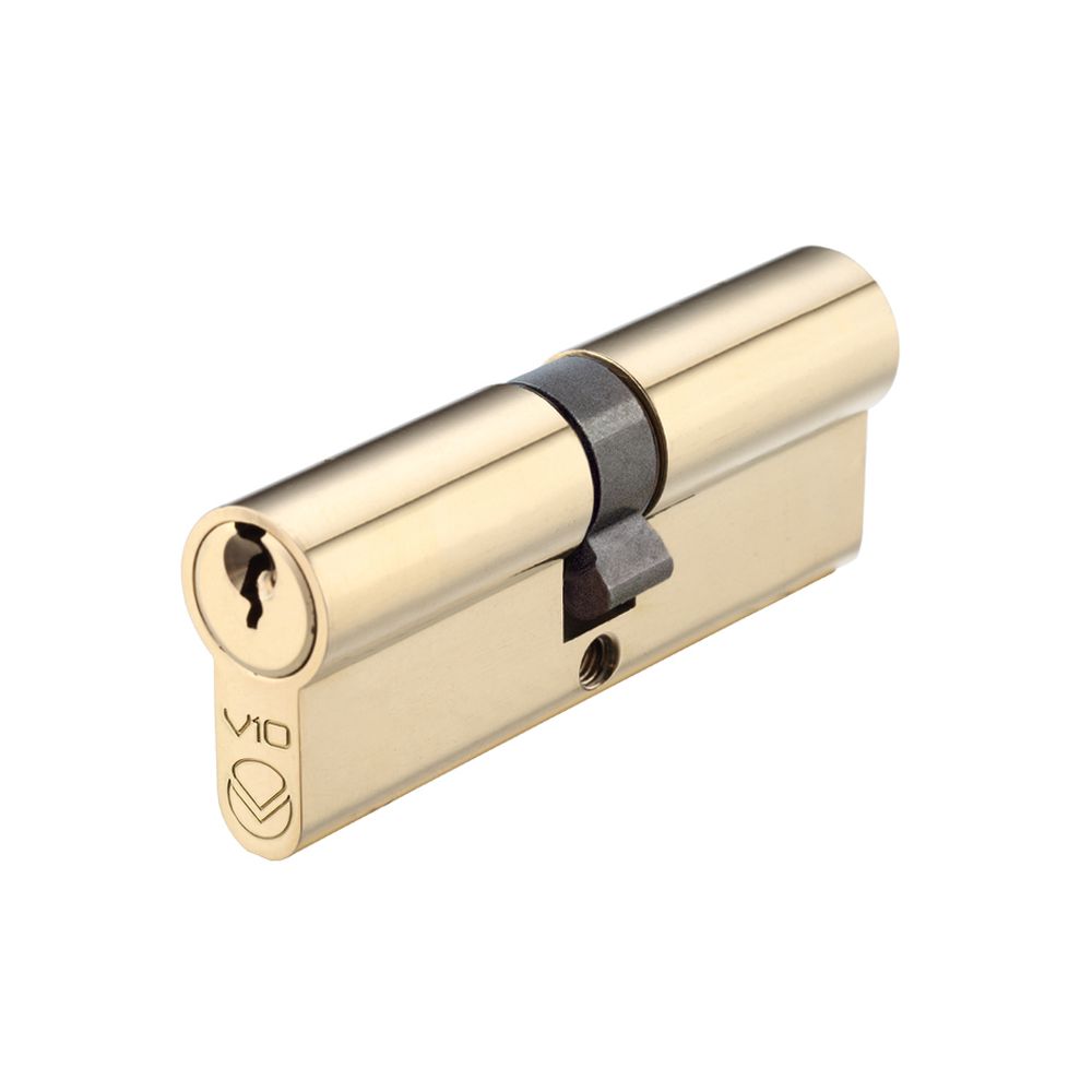 High quality image of the Vier - V10 Euro Double Cylinder 80mm KTD - Polished Brass | Sku. v10ep80dpbe | available to order from Trade Door Handles.