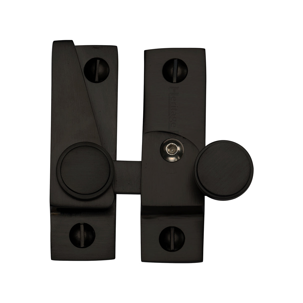 High quality image of Heritage Brass - Sash Fastener Lockable Matt Black Finish | Sku. v1106l-bkmt | available to order from Trade Door Handles in Kendal.