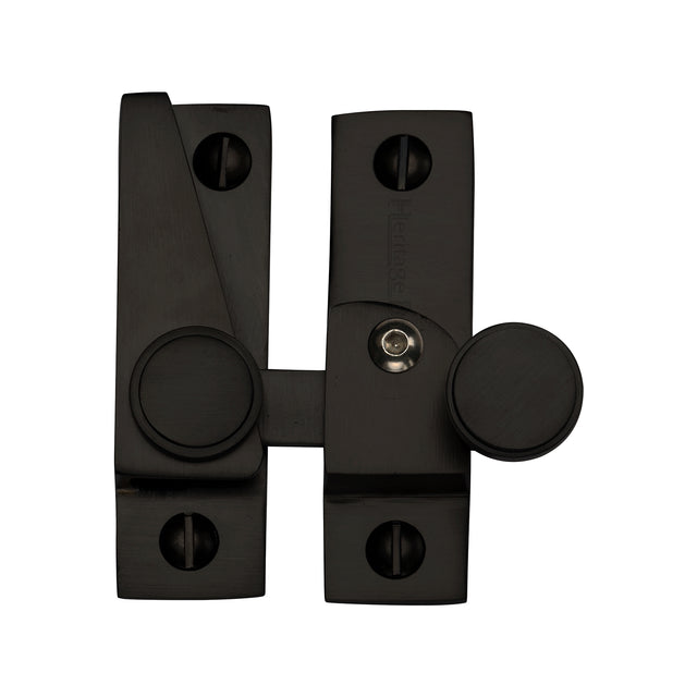 High quality image of Heritage Brass - Sash Fastener Lockable Matt Black Finish | Sku. v1106l-bkmt | available to order from Trade Door Handles in Kendal.