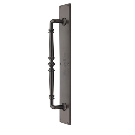 High quality image of Heritage Brass - Door Pull Handle on Plate Avon Design Matt Bronze Finish | Sku. v1165-mb | Trade Door Handles, Kendal.