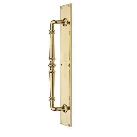 High quality image of Heritage Brass - Door Pull Handle on Plate Avon Design Polished Brass Finish | Sku. v1165-pb | Trade Door Handles, Kendal.