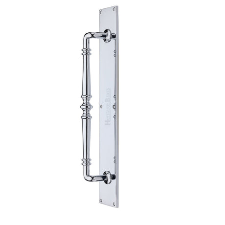 High quality image of Heritage Brass - Door Pull Handle on Plate Avon Design Polished Chrome Finish | Sku. v1165-pc | Trade Door Handles, Kendal.