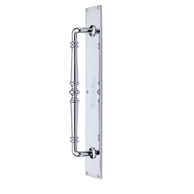 High quality image of Heritage Brass - Door Pull Handle on Plate Avon Design Polished Chrome Finish | Sku. v1165-pc | Trade Door Handles, Kendal.