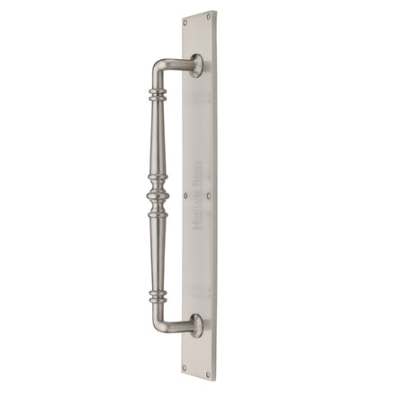 High quality image of Heritage Brass - Door Pull Handle on Plate Avon Design Satin Nickel Finish | Sku. v1165-sn | Trade Door Handles, Kendal.