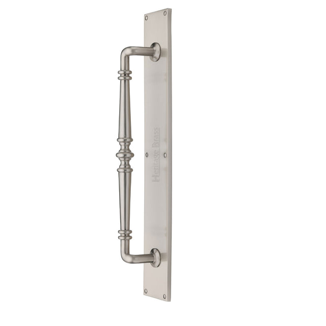 High quality image of Heritage Brass - Door Pull Handle on Plate Avon Design Satin Nickel Finish | Sku. v1165-sn | Trade Door Handles, Kendal.