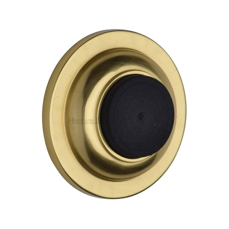 High quality image of the Heritage Brass Wall Mounted Door Stop Buffer Polished Brass Finish
 | Sku. v1194-pb | Discounted prices available from Trade Door Handles