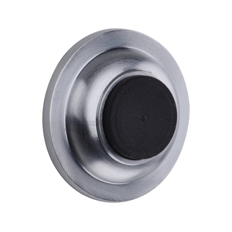 High quality image of the Heritage Brass Wall Mounted Door Stop Buffer Satin Chrome Finish
 | Sku. v1194-sc | Discounted prices available from Trade Door Handles