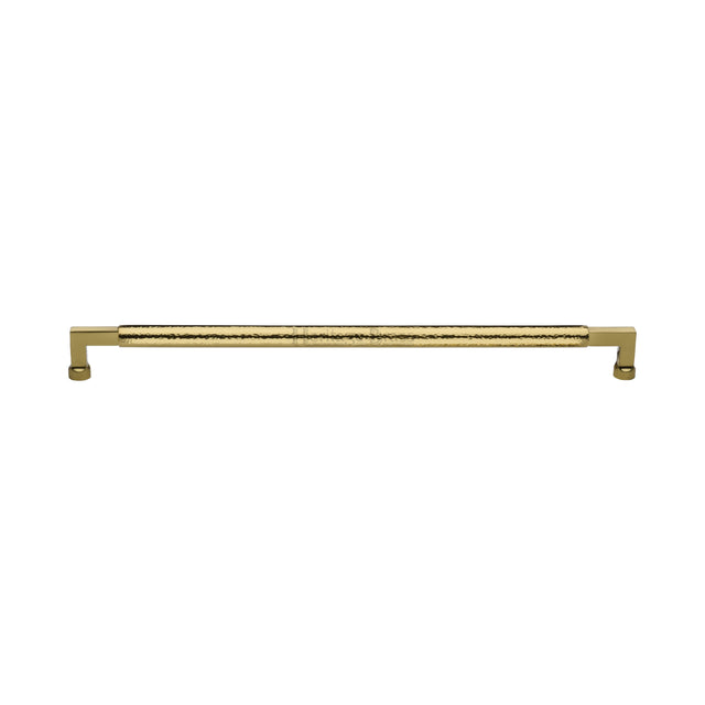High quality image of the Heritage Brass Door Pull Handle Hammered Bauhaus Design 330mm Polished Brass | Sku. V1317-330-PB | Trade Door Handles