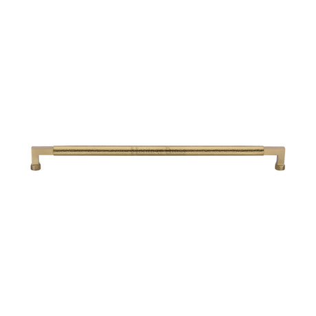 High quality image of the Heritage Brass Door Pull Handle Hammered Bauhaus Design 330mm Satin Brass | Sku. V1317-330-SB | Trade Door Handles