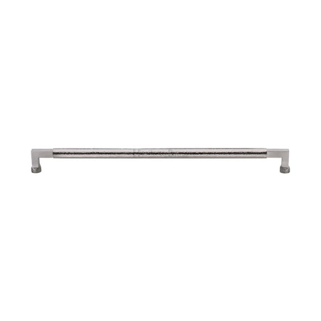 High quality image of the Heritage Brass Door Pull Handle Hammered Bauhaus Design 330mm Satin Nickel | Sku. V1317-330-SN | Trade Door Handles