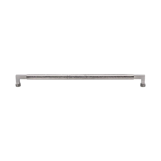 High quality image of the Heritage Brass Door Pull Handle Hammered Bauhaus Design 330mm Satin Nickel | Sku. V1317-330-SN | Trade Door Handles