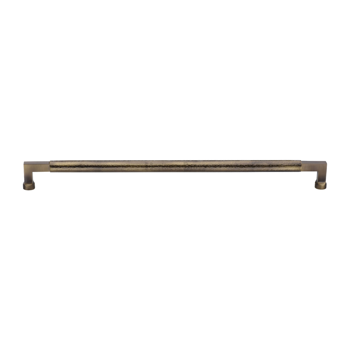 High quality image of the Heritage Brass Door Pull Handle Hammered Bauhaus Design 483mm Antique Brass | Sku. V1317-483-AT | Trade Door Handles