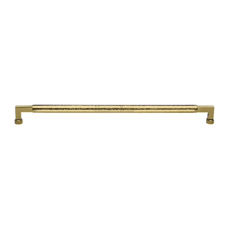High quality image of the Heritage Brass Door Pull Handle Hammered Bauhaus Design 483mm Polished Brass | Sku. V1317-483-PB | Trade Door Handles