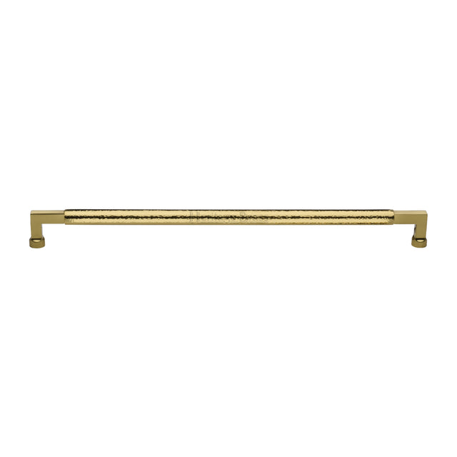 High quality image of the Heritage Brass Door Pull Handle Hammered Bauhaus Design 483mm Polished Brass | Sku. V1317-483-PB | Trade Door Handles