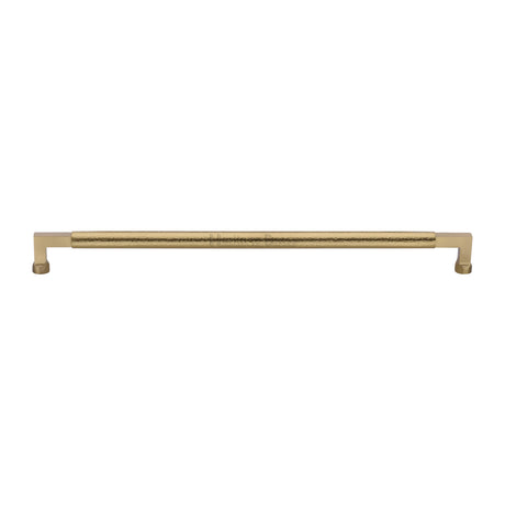 High quality image of the Heritage Brass Door Pull Handle Hammered Bauhaus Design 483mm Satin Brass | Sku. V1317-483-SB | Trade Door Handles