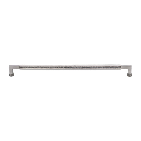 High quality image of the Heritage Brass Door Pull Handle Hammered Bauhaus Design 483mm Satin Nickel | Sku. V1317-483-SN | Trade Door Handles