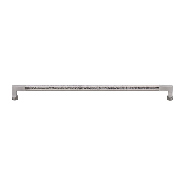 High quality image of the Heritage Brass Door Pull Handle Hammered Bauhaus Design 483mm SN Finish | Sku. v1317-483-sn | Discounted prices available from Trade Door Handles