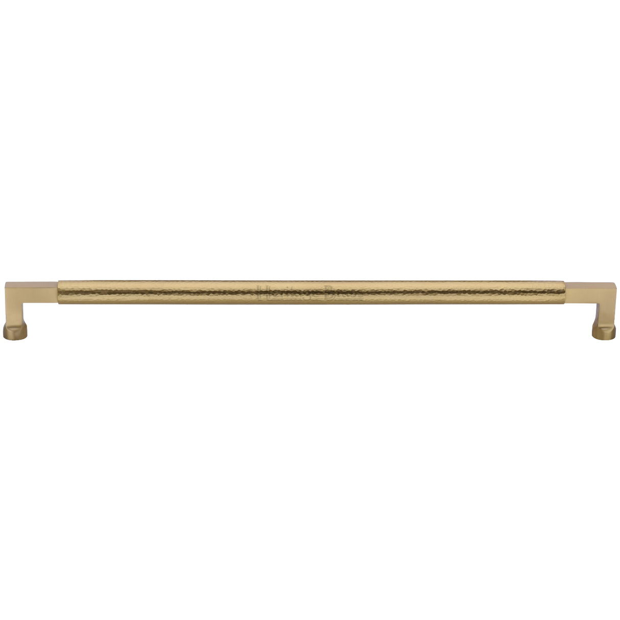 High quality image of the Heritage Brass Door Pull Handle Hammered Bauhaus Design 635mm Satin Brass finish
 | Sku. V1317-635-SB | Trade Door Handles