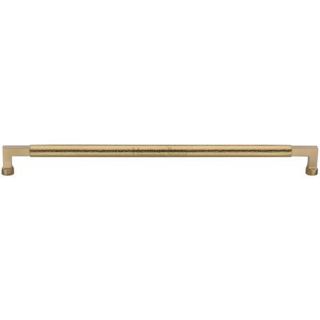 High quality image of the Heritage Brass Door Pull Handle Hammered Bauhaus Design 635mm Satin Brass finish
 | Sku. V1317-635-SB | Trade Door Handles
