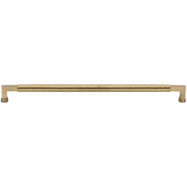 High quality image of the Heritage Brass Door Pull Handle Hammered Bauhaus Design 635mm Satin Brass finish
 | Sku. V1317-635-SB | Trade Door Handles