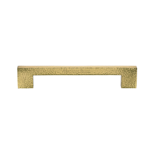 High quality image of the Heritage Brass Door Pull Handle Metro Hammered Design 305mm Polished Brass Finish
 | Sku. V1395-305-PB | Trade Door Handles