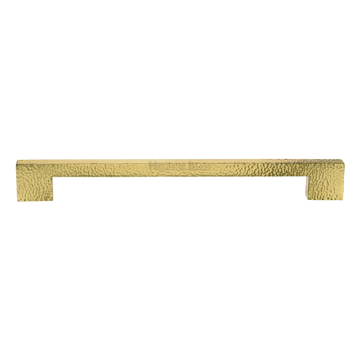High quality image of the Heritage Brass Door Pull Handle Metro Hammered Design 457mm Polished Brass Finish
 | Sku. V1395-457-PB | Trade Door Handles