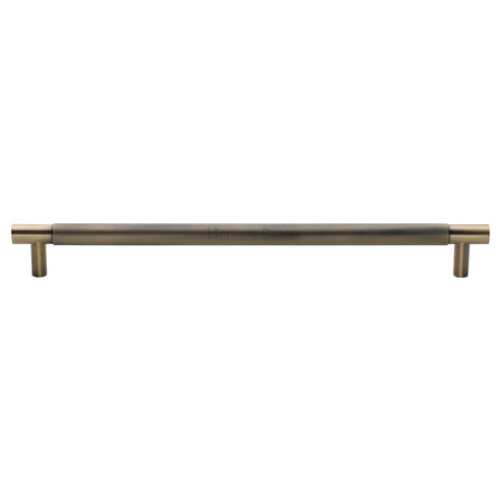 High quality image of the Heritage Brass Appliance Pull Knurled Design 457mm Antique Brass Finish
 | Sku. V1465-457-AT | Trade Door Handles