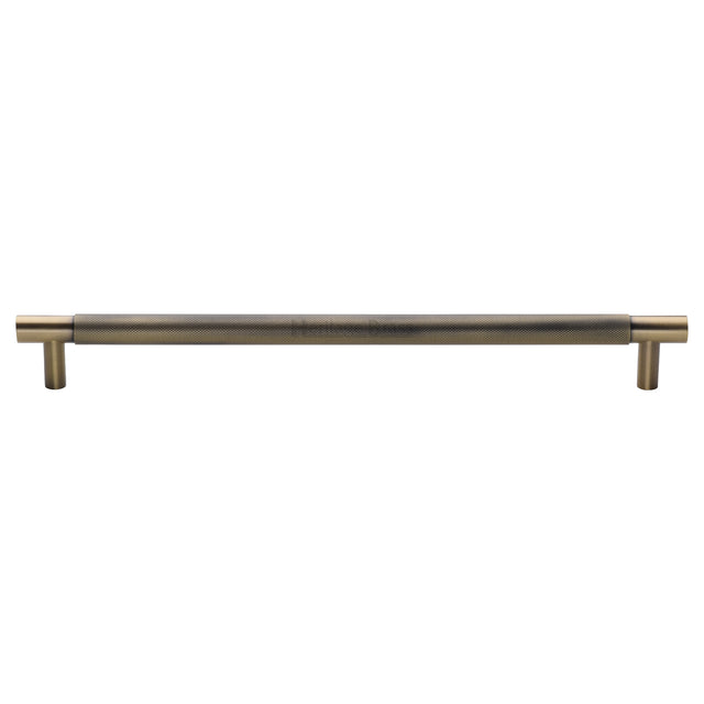 High quality image of the Heritage Brass Appliance Pull Knurled Design 457mm Antique Brass Finish
 | Sku. V1465-457-AT | Trade Door Handles