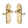 High quality image of the Heritage Brass Door Handle Lever Lock Meridian Design Satin Brass Finish | Sku. v300-sb | Discounted prices available from Trade Door Handles