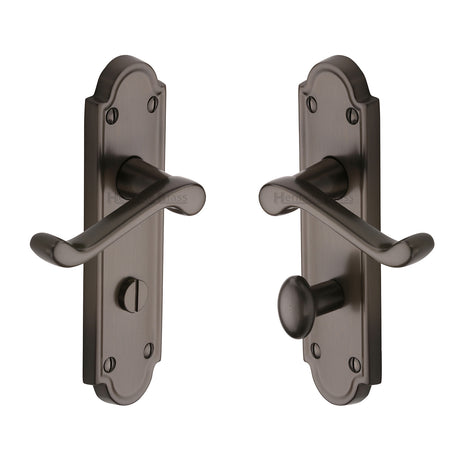 High quality image of the Heritage Brass Door Handle Bathroom Set Meridian Design Matt Bronze Finish | Sku. v330-mb | Discounted prices available from Trade Door Handles
