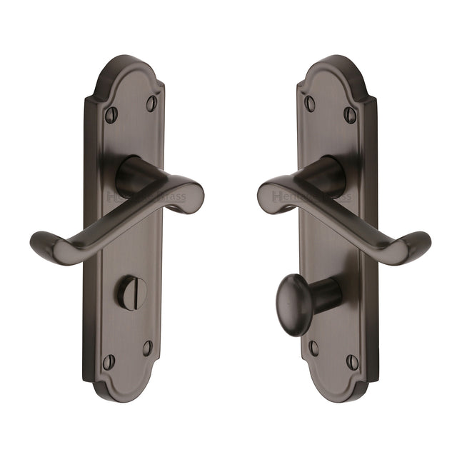 High quality image of the Heritage Brass Door Handle Bathroom Set Meridian Design Matt Bronze Finish | Sku. v330-mb | Discounted prices available from Trade Door Handles