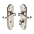 High quality image of the Heritage Brass Door Handle for Bathroom Meridian Design Satin Nickel Finish | Sku. v330-sn | Discounted prices available from Trade Door Handles