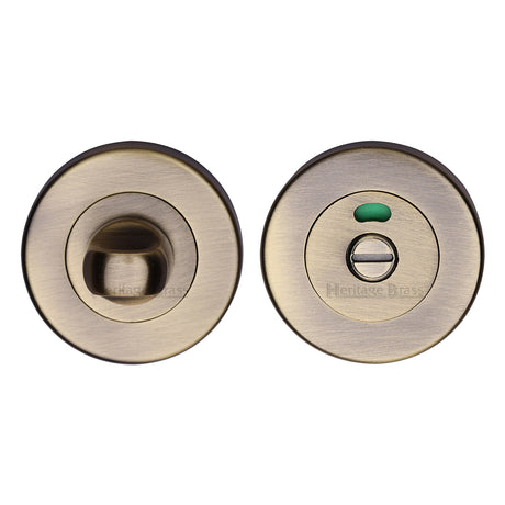 High quality image of Heritage Brass - Indicator Turn & Release for Bathroom Doors Antique Brass Finish | Sku. v4046-at | Trade Door Handles, Kendal.
