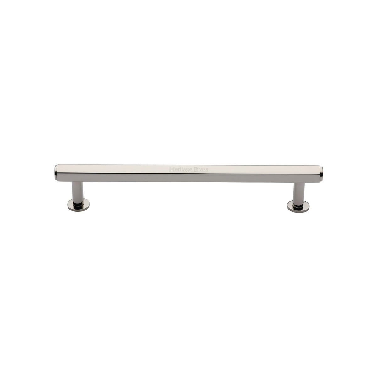 High quality image of the Heritage Brass Cabinet Pull Hexagon Design with 16mm Rose 128mm CTC Polished Nickel Finish | Sku. v4423-128-pnf | Discounted prices available from Trade Door Handles