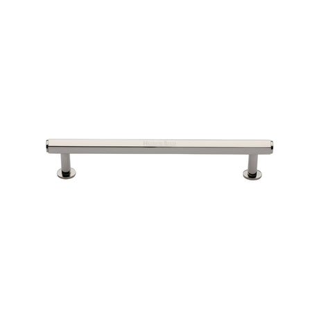 High quality image of the Heritage Brass Cabinet Pull Hexagon Design with 16mm Rose 128mm CTC Polished Nickel Finish | Sku. v4423-128-pnf | Discounted prices available from Trade Door Handles