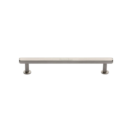High quality image of the Heritage Brass Cabinet Pull Hexagon Design with 16mm Rose 128mm CTC Satin Nickel Finish | Sku. v4423-128-sn | Discounted prices available from Trade Door Handles