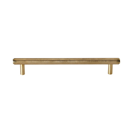 High quality image of Heritage Brass Cabinet Pull Knurled Design 160mm CTC Unlacquered Brass finish | Sku. V4458 192-ULB | available from Trade Door Handles.