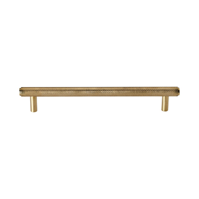 High quality image of Heritage Brass Cabinet Pull Knurled Design 160mm CTC Unlacquered Brass finish | Sku. V4458 192-ULB | available from Trade Door Handles.