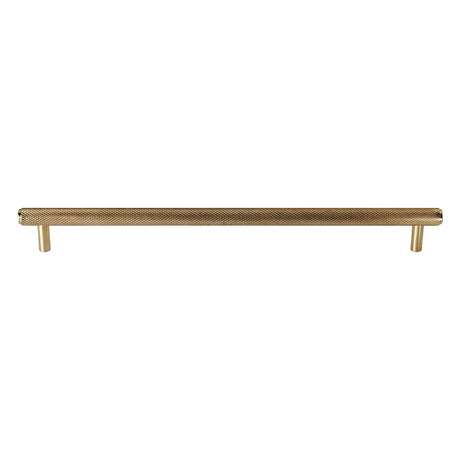 High quality image of Heritage Brass Cabinet Pull Complete Knurl Design 254mm CTC Unlacquered Brass finish | Sku. V4458 96-ULB | available from Trade Door Handles.