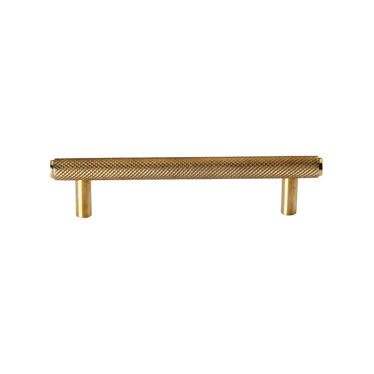 High quality image of Heritage Brass Cabinet Pull Knurled Design 96mm CTC Unlacquered Brass finish | Sku. V4461 128-ULB | available from Trade Door Handles.