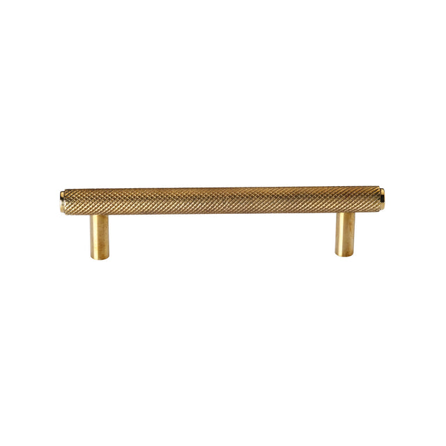 High quality image of Heritage Brass Cabinet Pull Knurled Design 96mm CTC Unlacquered Brass finish | Sku. V4461 128-ULB | available from Trade Door Handles.